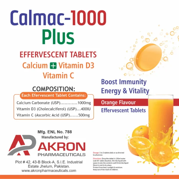 CALMAC 1000 PLUS Effervescent Tablet – Akron Pharmaceuticals